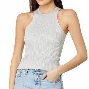 NEW MADEWELL GRAY SHIMMER RIBBED TANK TOP SMALL